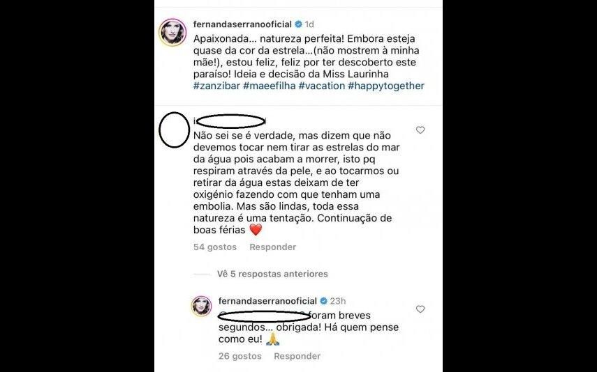 Fernanda Serrano Imagem gera polémica. Atriz dá resposta a chamada de atenção de fã