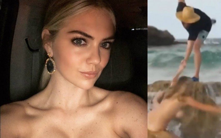 Kate Upton Modelo sofre aparatosa queda em momento inesperado